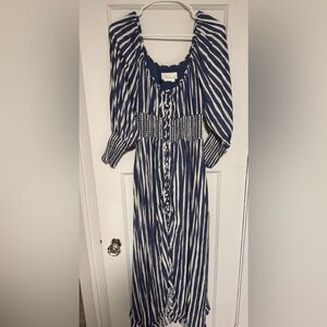 Anthropologie Navy and Cream Striped Dress Size S